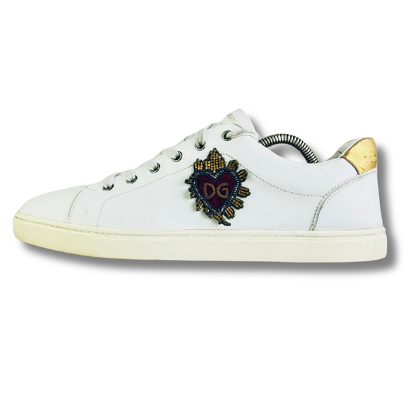 DOLCE & GABBANA WHITE LEATHER SNEAKER