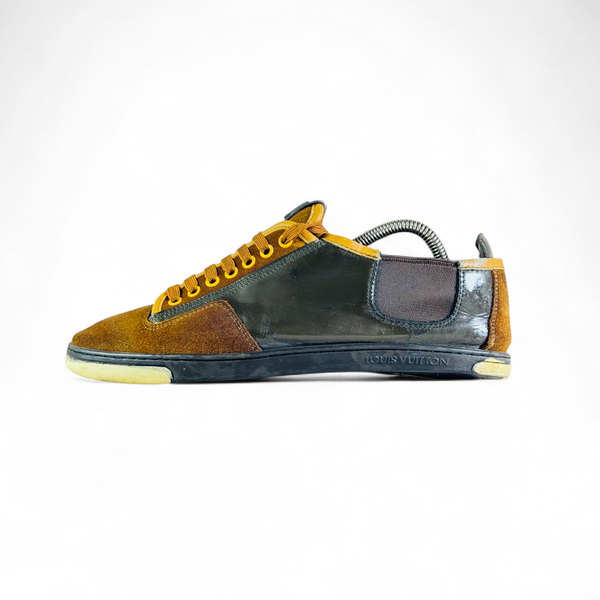 LOUIS VUITTON BROWN/BEIGE SEUDE LEATHER